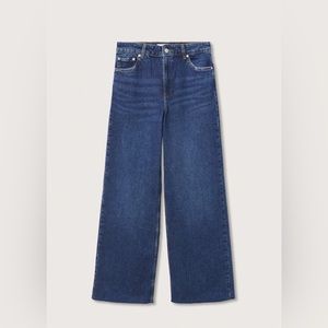Mango High-Waist Wideleg Dark Denim Jeans